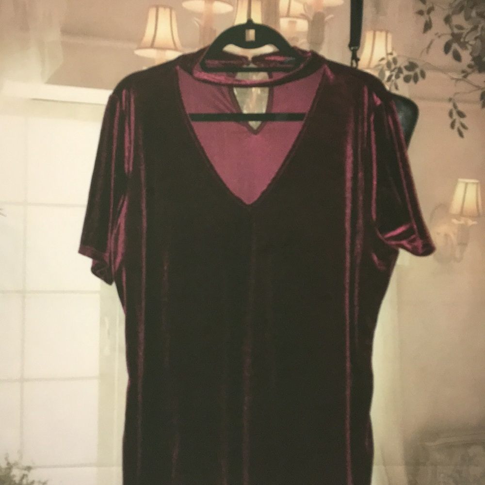 NWOT Crimson Red Strappy Neck Blouse